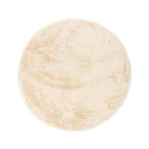 Tapeso Rond hoogpolig vloerkleed - Comfy plus - crÃ¨me - 80 cm rond