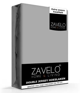 Zavelo Double Jersey Hoeslaken Grijs-1-persoons (90x220 cm)