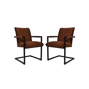 HSM Collection HSM - Eetkamerstoel Boston - Bruin - Velours|metaal - Set van 2