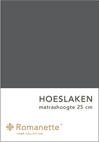 Romanette Hoeslaken Katoen Antraciet-90 x 200 cm