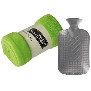 James & Nicholson Fleece deken/plaid - lime groen - 120 x 160 cm - kruik - 2 liter -