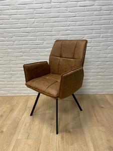 Industrielemeubelshop Eetkamerstoel Maddie cognac microvezel