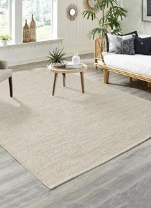 Merinos Karpet24 Stockholm glad geweven handgemaakt wollen vloerkleed Cream Beige-70x140 cm