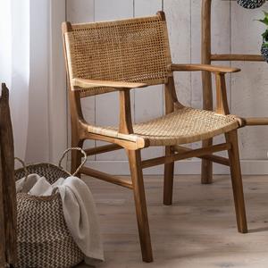 Artistiq Living Artistiq Eetkamerstoel Ervin Teakhout en rotan - Bruin