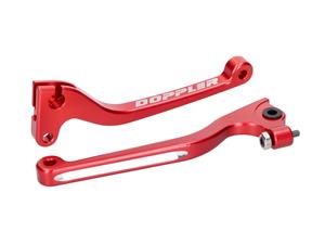 Doppler Remhevel en Koppelingshevel Set  CNC rood voor Derbi Senda, Gilera RCR, SMT -2010