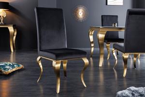 Invicta Interior Stoel Modern Barock Zwart Fluweel Gouden/ 42316