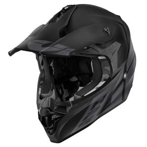 60.1 Invert Mat, Motocrosshelm, Zwart-Donker Grijs
