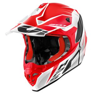 60.1 Invert, Motocrosshelm, Rood-Wit-Zwart