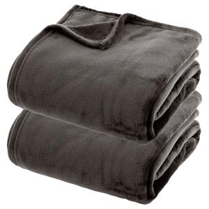 Atmosphera Fleece dekens/fleeceplaids - 2x - donkergrijs - 180 x 230 cm - polyester - bankdeken -