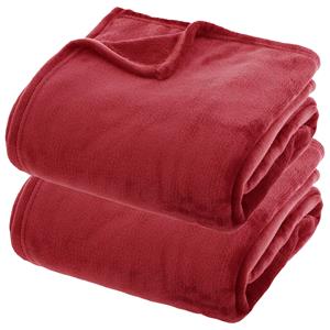 Atmosphera Fleece dekens/fleeceplaids - 2x - warm rood - 180 x 230 cm - polyester - bankdeken -