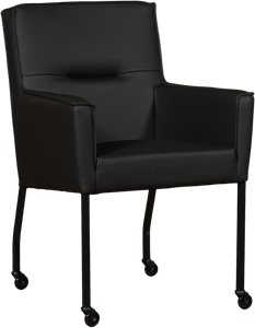 ShopX Leren eetkamerstoel lucky 43 zwart, zwart leer, zwarte keukenstoelen