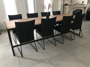 ShopX Leren eetkamerstoel mate, zwart leer, zwarte keukenstoelen