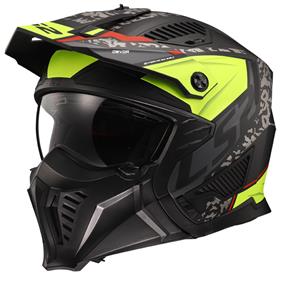 LS2 OF606 Drifter Devor Matt Black H-V Yellow Multi Helmet