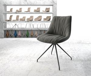 DELIFE Drehstuhl Elda-Flex Strukturstoff Anthrazit Kreuzgestell konisch Schwarz 180° drehbar