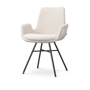 Nolon Noa-Eef eetkamerstoel bouclé beige - zwart onderstel