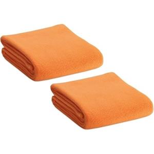 2x Fleece dekens/plaids oranje 120 x 150 cm -