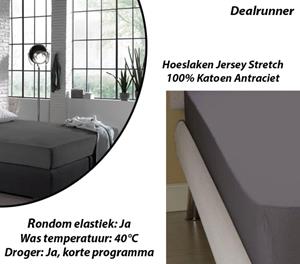 Dealrunner Hoeslaken Jersey Stretch 100% Katoen Antraciet