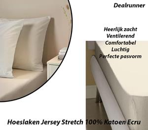 Dealrunner Hoeslaken Jersey Stretch 100% Katoen Ecru