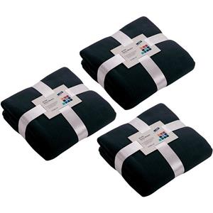 James & Nicholson 3x Fleece dekens/plaids marineblauw 130 x 170 cm -