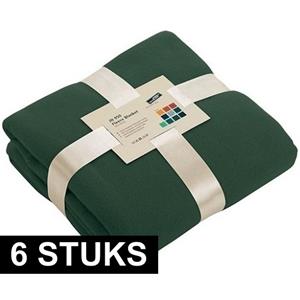 James & Nicholson 6x Fleece dekens/plaids donkergroen 130 x 170 cm -