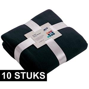James & Nicholson 10x Fleece dekens/plaids marineblauw 130 x 170 cm -
