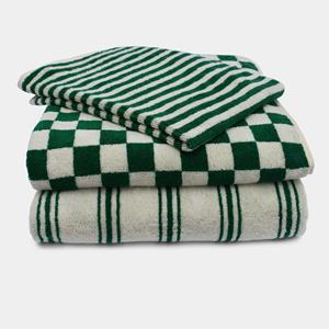 Homehagen Towels - Pine green - Pine green / Retro stripe / 100x150