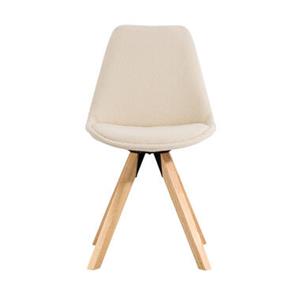 Leen Bakker Eetkamerstoel Senja - bouclé - off-white - zwart hout