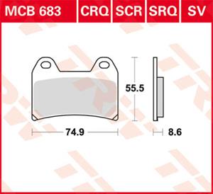 TRW Remblokken, en remschoenen voor de moto, MCB683SCR Sinter carbon