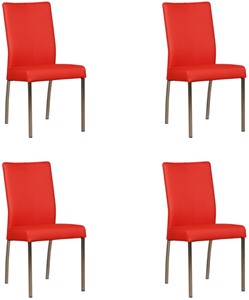 ShopX Leren eetkamerstoel comfort, rood leer, rode keukenstoelen