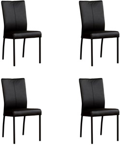 ShopX Leren eetkamerstoel comfort, zwart leer, zwarte keukenstoelen
