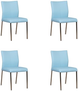 ShopX Leren eetkamerstoel basic, blauw leer, blauwe keukenstoelen