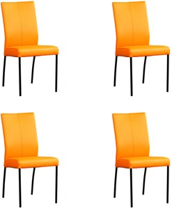 ShopX Leren eetkamerstoel comfort, oranje leer, oranje keukenstoelen