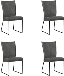 ShopX Leren eetkamerstoel mate, grijs leer, grijze keukenstoelen