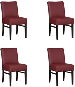 ShopX Leren eetkamerstoel hold, rood leer, rode keukenstoelen