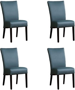 ShopX Leren eetkamerstoel just, blauw leer, blauwe keukenstoelen