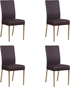 ShopX Leren eetkamerstoel real, paars leer, paarse keukenstoelen