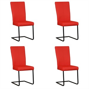 ShopX Leren eetkamerstoel dare, rood leer, rode keukenstoelen