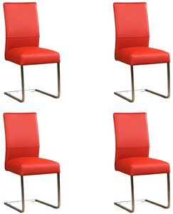 ShopX Leren eetkamerstoel remix, rood leer, rode keukenstoelen
