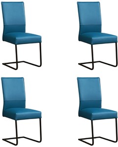 ShopX Leren eetkamerstoel remix, turquoise leer, turquoise keukenstoelen
