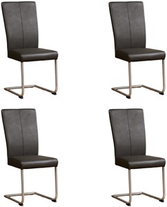 ShopX Leren eetkamerstoel dry, grijs leer, grijze keukenstoelen