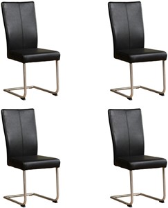 ShopX Leren eetkamerstoel dry, zwart leer, zwarte keukenstoelen