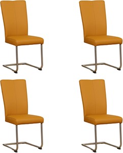 ShopX Leren eetkamerstoel dry, geel leer, gele keukenstoelen