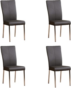 ShopX Leren eetkamerstoel daily, grijs leer, grijze keukenstoelen