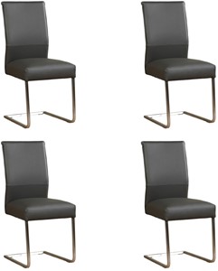 ShopX Leren eetkamerstoel remix, grijs leer, grijze keukenstoelen