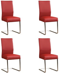 ShopX Leren eetkamerstoel remix, rood leer, rode keukenstoelen