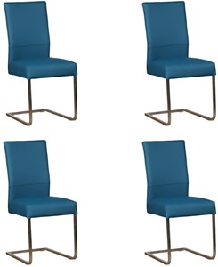 ShopX Leren eetkamerstoel remix, turquoise leer, turquoise keukenstoelen
