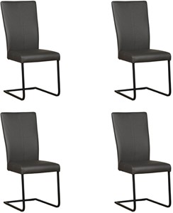 ShopX Leren eetkamerstoel dare, grijs leer, grijze keukenstoelen
