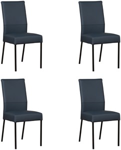 ShopX Leren eetkamerstoel real, blauw leer, blauwe keukenstoelen
