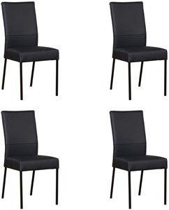 ShopX Leren eetkamerstoel real, blauw leer, blauwe keukenstoelen
