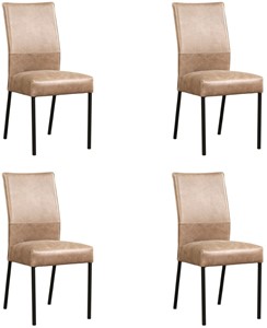 ShopX Leren eetkamerstoel real, bruin leer, bruine keukenstoelen